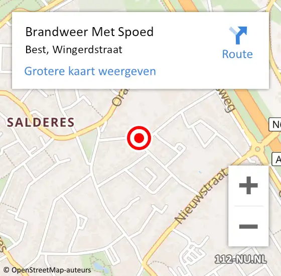 Locatie op kaart van de 112 melding: Brandweer Met Spoed Naar Best, Wingerdstraat op 18 december 2024 10:40