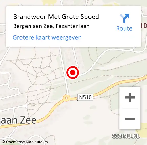 Locatie op kaart van de 112 melding: Brandweer Met Grote Spoed Naar Bergen aan Zee, Fazantenlaan op 18 december 2024 10:47