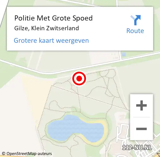 Locatie op kaart van de 112 melding: Politie Met Grote Spoed Naar Gilze, Klein Zwitserland op 18 december 2024 10:50