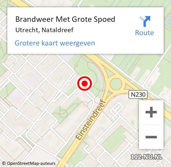 Locatie op kaart van de 112 melding: Brandweer Met Grote Spoed Naar Utrecht, Nataldreef op 18 december 2024 10:58