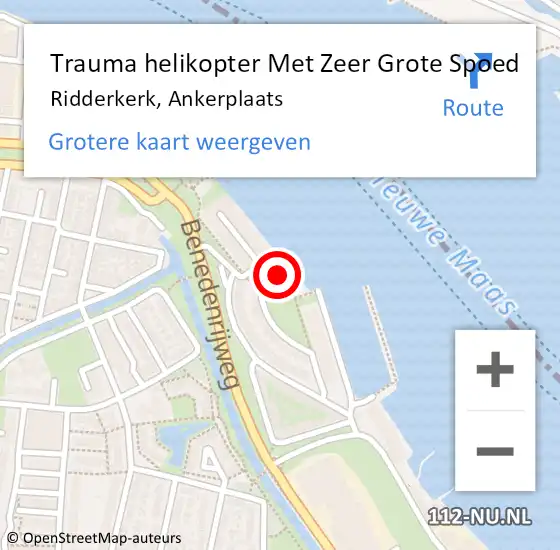 Locatie op kaart van de 112 melding: Trauma helikopter Met Zeer Grote Spoed Naar Ridderkerk, Ankerplaats op 18 december 2024 11:20