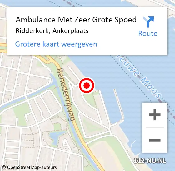 Locatie op kaart van de 112 melding: Ambulance Met Zeer Grote Spoed Naar Ridderkerk, Ankerplaats op 18 december 2024 11:22