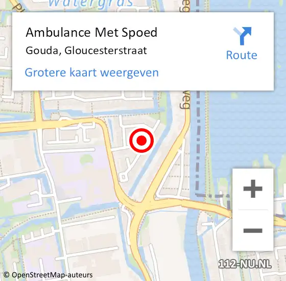 Locatie op kaart van de 112 melding: Ambulance Met Spoed Naar Gouda, Gloucesterstraat op 18 december 2024 11:56