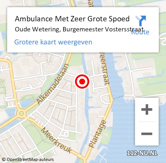 Locatie op kaart van de 112 melding: Ambulance Met Zeer Grote Spoed Naar Oude Wetering, Burgemeester Vostersstraat op 18 december 2024 12:04