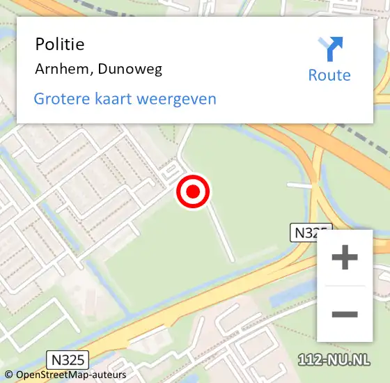 Locatie op kaart van de 112 melding: Politie Arnhem, Dunoweg op 18 december 2024 12:15