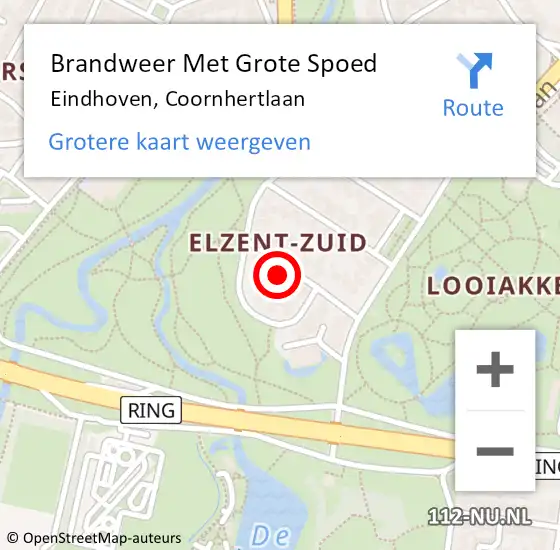 Locatie op kaart van de 112 melding: Brandweer Met Grote Spoed Naar Eindhoven, Coornhertlaan op 18 december 2024 12:17