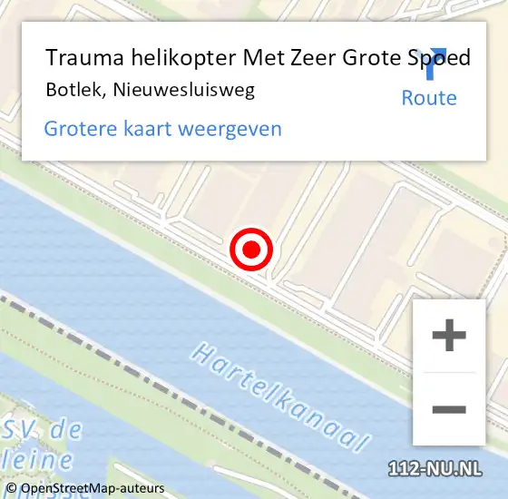 Locatie op kaart van de 112 melding: Trauma helikopter Met Zeer Grote Spoed Naar Botlek, Nieuwesluisweg op 18 december 2024 12:24