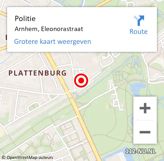 Locatie op kaart van de 112 melding: Politie Arnhem, Eleonorastraat op 18 december 2024 12:43