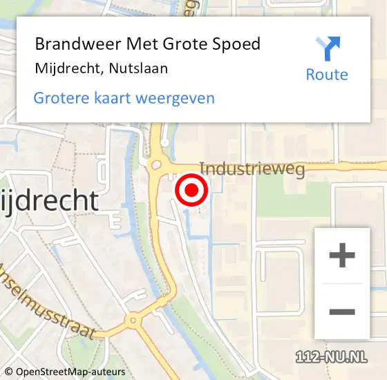 Locatie op kaart van de 112 melding: Brandweer Met Grote Spoed Naar Mijdrecht, Nutslaan op 18 december 2024 12:48