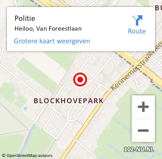 Locatie op kaart van de 112 melding: Politie Heiloo, Van Foreestlaan op 30 oktober 2014 19:16