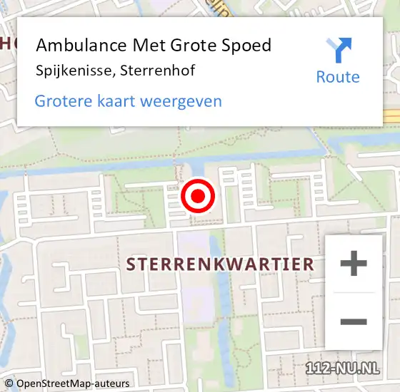 Locatie op kaart van de 112 melding: Ambulance Met Grote Spoed Naar Spijkenisse, Sterrenhof op 18 december 2024 12:59