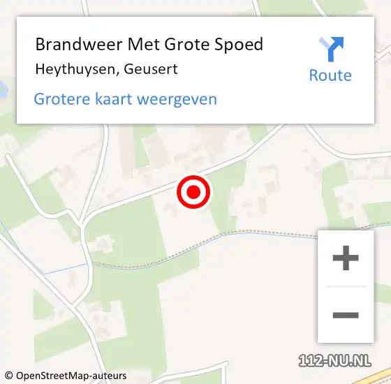 Locatie op kaart van de 112 melding: Brandweer Met Grote Spoed Naar Heythuysen, Geusert op 18 december 2024 13:07