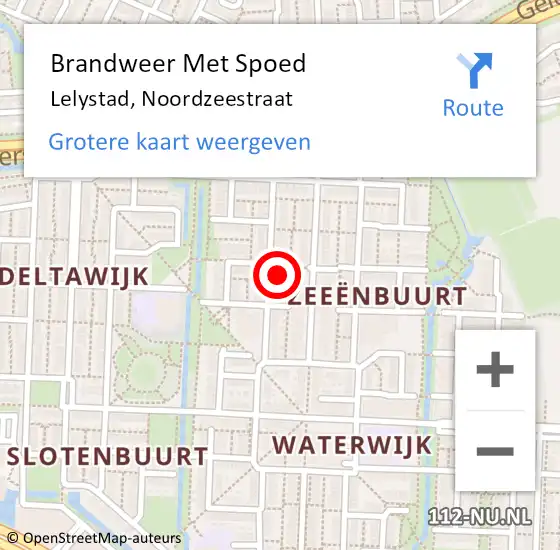 Locatie op kaart van de 112 melding: Brandweer Met Spoed Naar Lelystad, Noordzeestraat op 18 december 2024 13:08