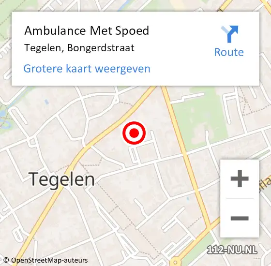 Locatie op kaart van de 112 melding: Ambulance Met Spoed Naar Tegelen, Bongerdstraat op 18 december 2024 13:29