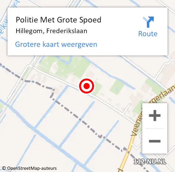 Locatie op kaart van de 112 melding: Politie Met Grote Spoed Naar Hillegom, Frederikslaan op 18 december 2024 13:30