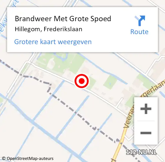 Locatie op kaart van de 112 melding: Brandweer Met Grote Spoed Naar Hillegom, Frederikslaan op 18 december 2024 13:30