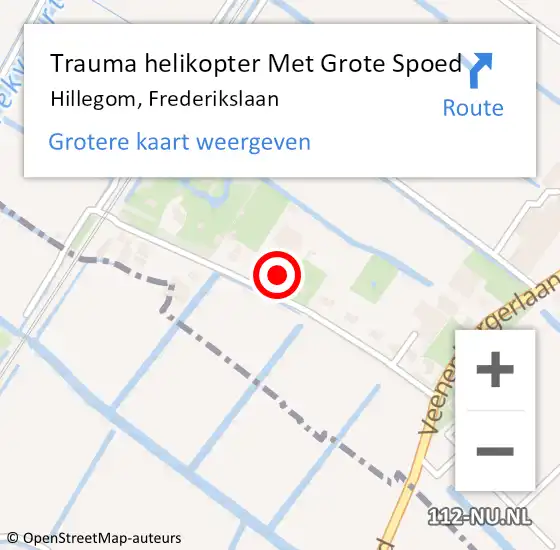 Locatie op kaart van de 112 melding: Trauma helikopter Met Grote Spoed Naar Hillegom, Frederikslaan op 18 december 2024 13:31