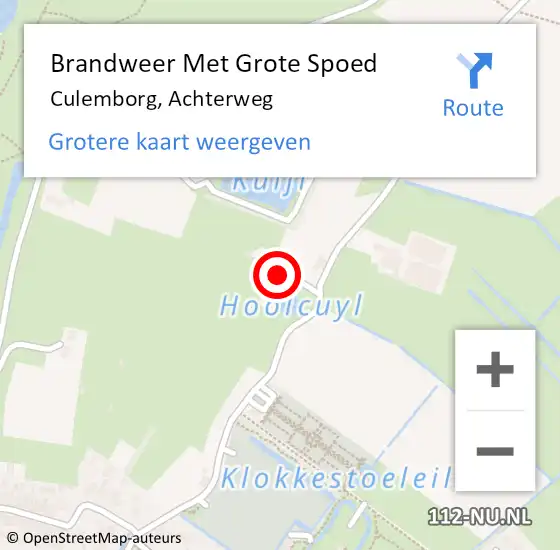 Locatie op kaart van de 112 melding: Brandweer Met Grote Spoed Naar Culemborg, Achterweg op 18 december 2024 13:33