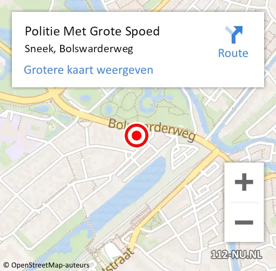 Locatie op kaart van de 112 melding: Politie Met Grote Spoed Naar Sneek, Bolswarderweg op 18 december 2024 13:43