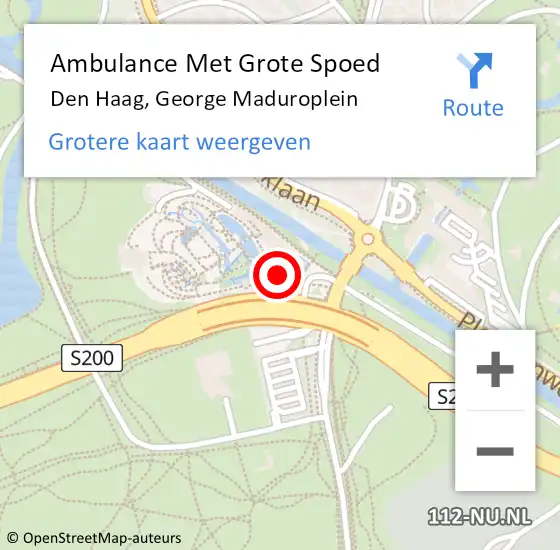 Locatie op kaart van de 112 melding: Ambulance Met Grote Spoed Naar Den Haag, George Maduroplein op 18 december 2024 13:43