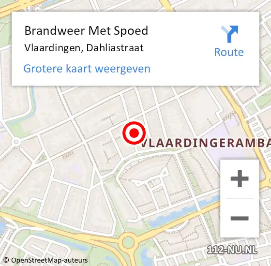 Locatie op kaart van de 112 melding: Brandweer Met Spoed Naar Vlaardingen, Dahliastraat op 18 december 2024 13:50