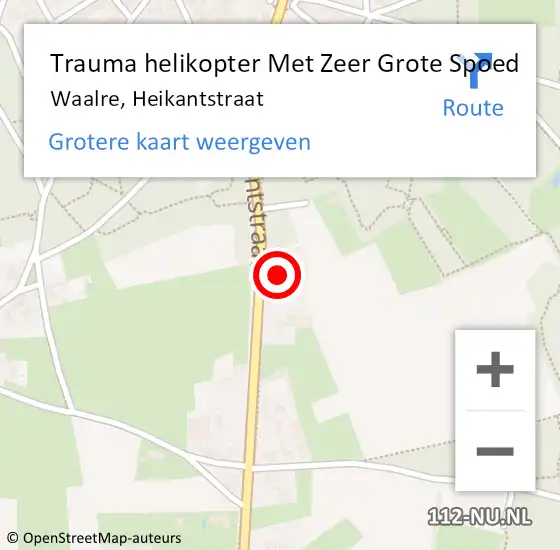 Locatie op kaart van de 112 melding: Trauma helikopter Met Zeer Grote Spoed Naar Waalre, Heikantstraat op 18 december 2024 13:51