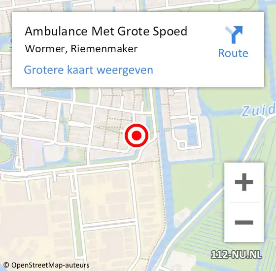 Locatie op kaart van de 112 melding: Ambulance Met Grote Spoed Naar Wormer, Riemenmaker op 18 december 2024 13:53