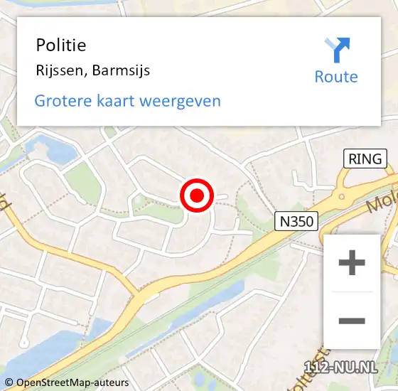 Locatie op kaart van de 112 melding: Politie Rijssen, Barmsijs op 18 december 2024 13:55