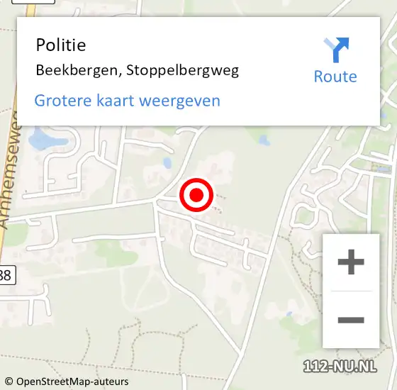 Locatie op kaart van de 112 melding: Politie Beekbergen, Stoppelbergweg op 18 december 2024 14:01