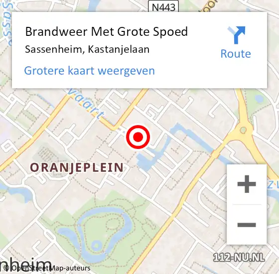 Locatie op kaart van de 112 melding: Brandweer Met Grote Spoed Naar Sassenheim, Kastanjelaan op 18 december 2024 14:09