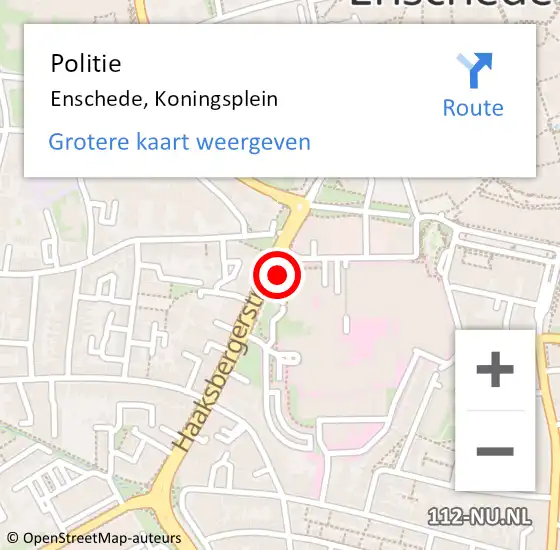 Locatie op kaart van de 112 melding: Politie Enschede, Koningsplein op 18 december 2024 14:11