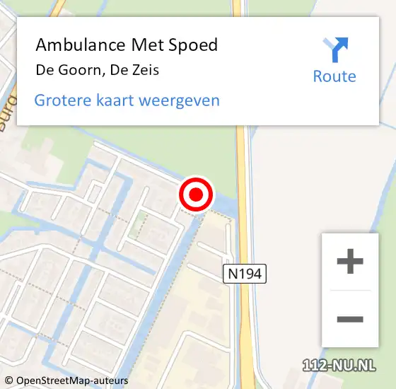 Locatie op kaart van de 112 melding: Ambulance Met Spoed Naar De Goorn, De Zeis op 18 december 2024 14:35