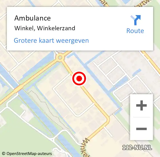 Locatie op kaart van de 112 melding: Ambulance Winkel, Winkelerzand op 18 december 2024 14:36