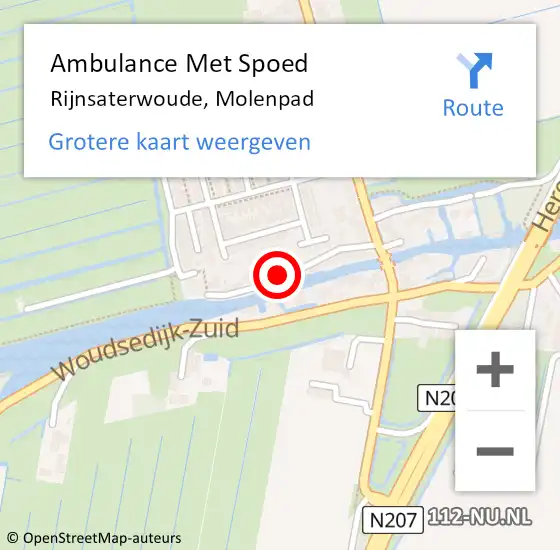 Locatie op kaart van de 112 melding: Ambulance Met Spoed Naar Rijnsaterwoude, Molenpad op 18 december 2024 14:40