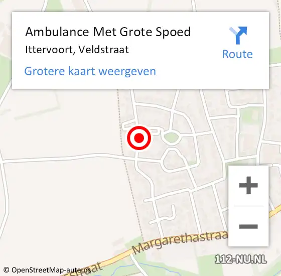 Locatie op kaart van de 112 melding: Ambulance Met Grote Spoed Naar Ittervoort, Veldstraat op 18 december 2024 14:53