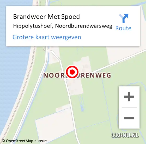 Locatie op kaart van de 112 melding: Brandweer Met Spoed Naar Hippolytushoef, Noordburendwarsweg op 18 december 2024 14:54