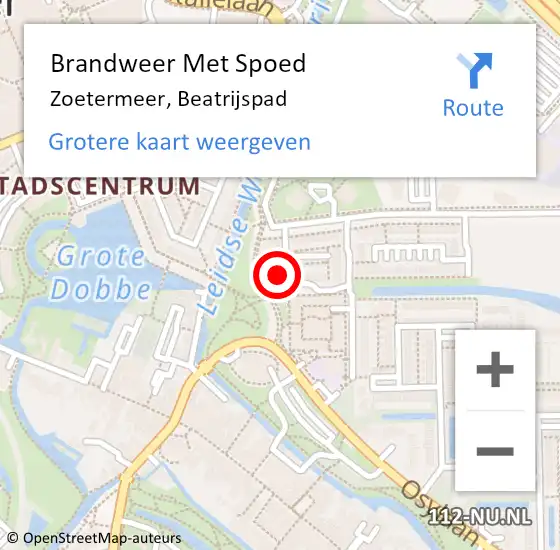 Locatie op kaart van de 112 melding: Brandweer Met Spoed Naar Zoetermeer, Beatrijspad op 18 december 2024 14:56