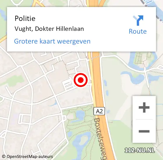 Locatie op kaart van de 112 melding: Politie Vught, Dokter Hillenlaan op 18 december 2024 15:09