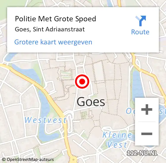 Locatie op kaart van de 112 melding: Politie Met Grote Spoed Naar Goes, Sint Adriaanstraat op 18 december 2024 15:27