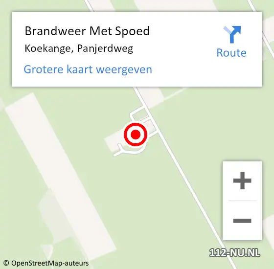 Locatie op kaart van de 112 melding: Brandweer Met Spoed Naar Koekange, Panjerdweg op 18 december 2024 15:32