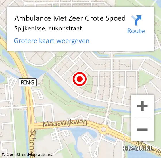 Locatie op kaart van de 112 melding: Ambulance Met Zeer Grote Spoed Naar Spijkenisse, Yukonstraat op 18 december 2024 15:38