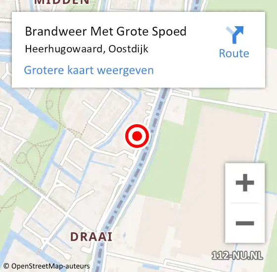 Locatie op kaart van de 112 melding: Brandweer Met Grote Spoed Naar Heerhugowaard, Oostdijk op 18 december 2024 15:55