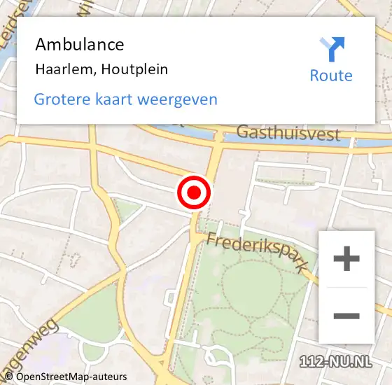 Locatie op kaart van de 112 melding: Ambulance Haarlem, Houtplein op 18 december 2024 15:59