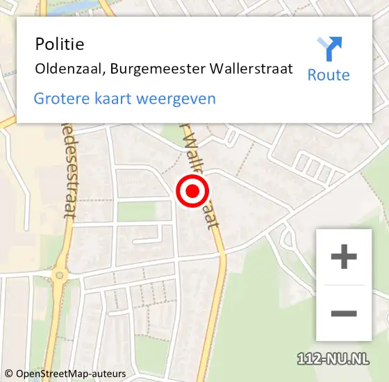 Locatie op kaart van de 112 melding: Politie Oldenzaal, Burgemeester Wallerstraat op 18 december 2024 16:02