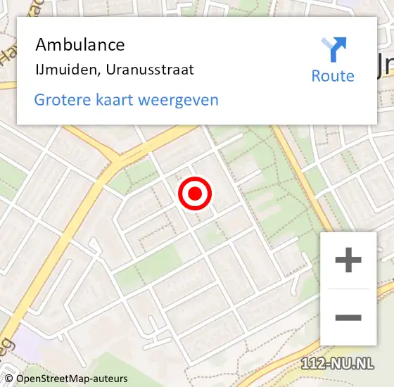 Locatie op kaart van de 112 melding: Ambulance IJmuiden, Uranusstraat op 18 december 2024 16:35