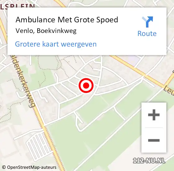 Locatie op kaart van de 112 melding: Ambulance Met Grote Spoed Naar Venlo, Boekvinkweg op 30 oktober 2014 19:48