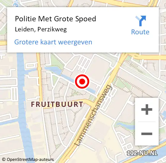 Locatie op kaart van de 112 melding: Politie Met Grote Spoed Naar Leiden, Perzikweg op 18 december 2024 16:38