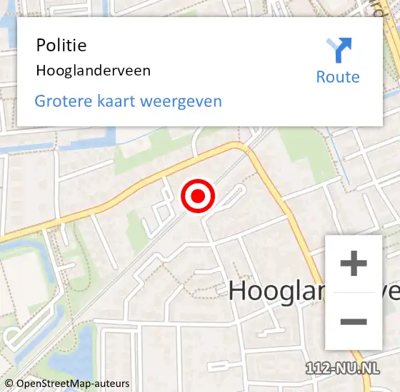 Locatie op kaart van de 112 melding: Politie Hooglanderveen op 18 december 2024 16:58