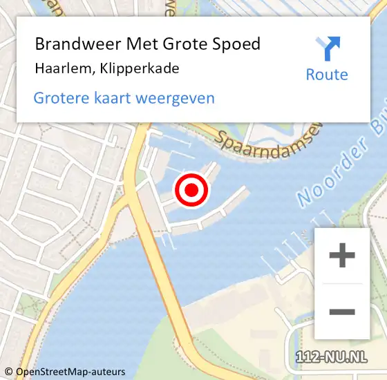 Locatie op kaart van de 112 melding: Brandweer Met Grote Spoed Naar Haarlem, Klipperkade op 18 december 2024 17:04