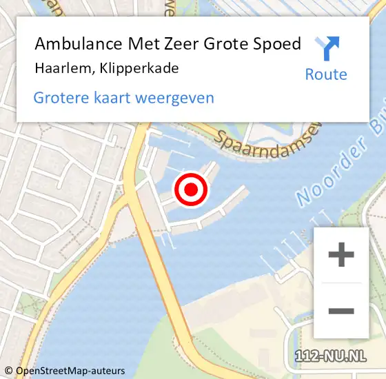 Locatie op kaart van de 112 melding: Ambulance Met Zeer Grote Spoed Naar Haarlem, Klipperkade op 18 december 2024 17:04